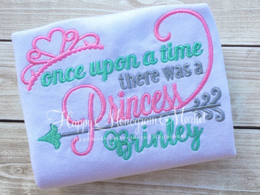 Baby Girl Once Upon a time there was a Princess Cotton Embroidered bodysuit Tshirt