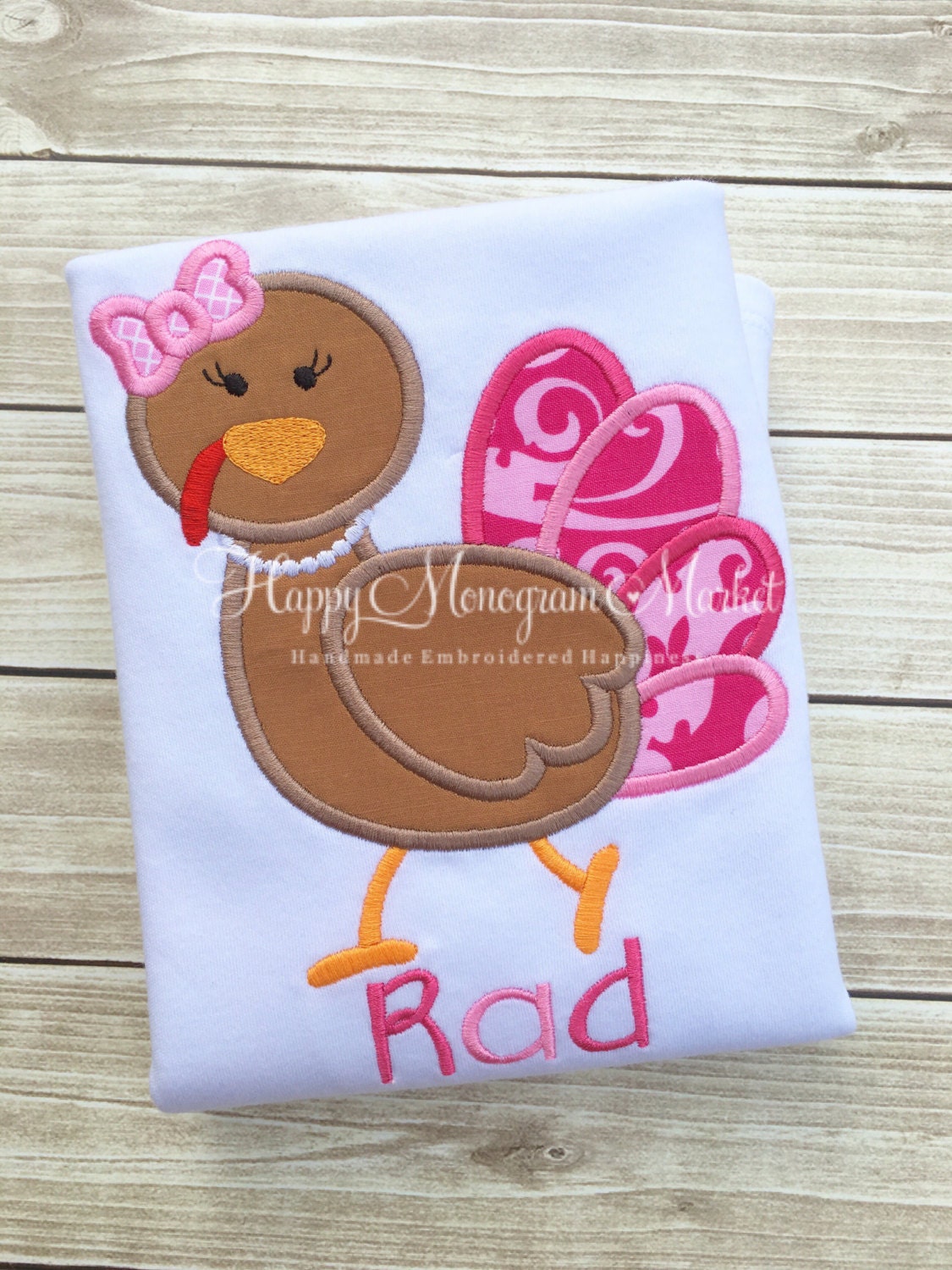 Girl Turkey Thanksgiving Cotton T Shirt Bodysuit personalized