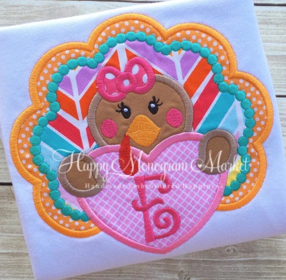 Girls Thanksgiving Turkey Heart Cotton T Shirt Bodysuit Personalized