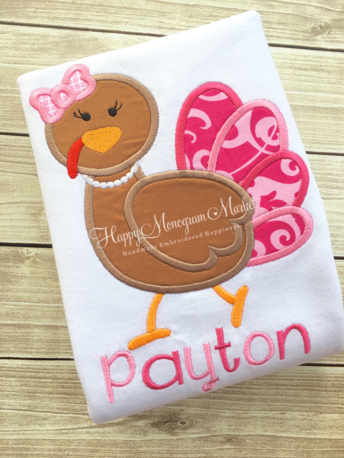 Girl Turkey Thanksgiving Cotton T Shirt Bodysuit personalized