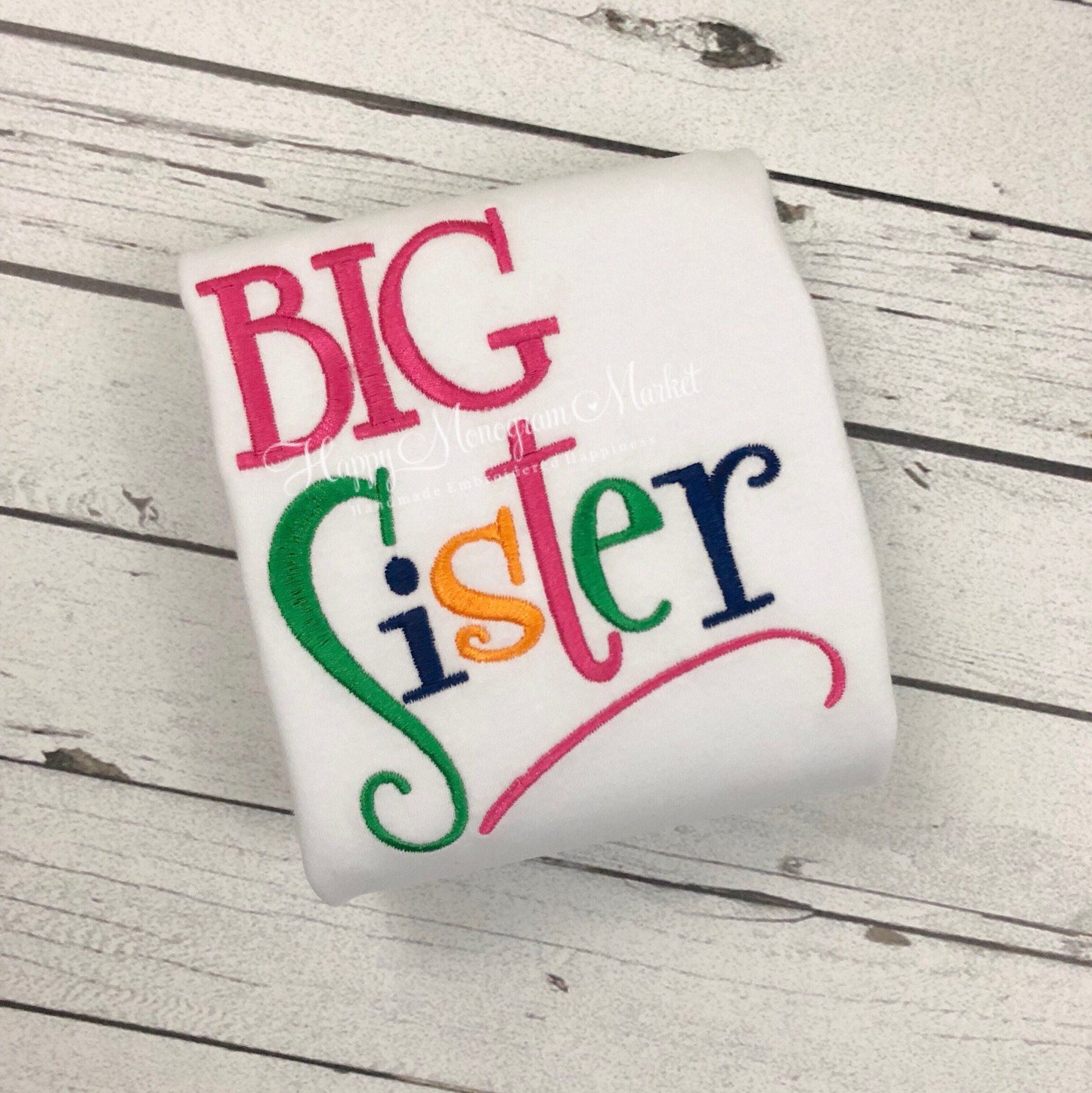 Big Sister Embroidered Shirt | Sibling Photo Outfit | Coordinating Sister Shirts | Custom Kids Shirt