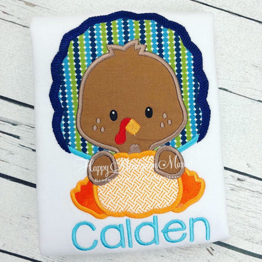 Boys Turkey and Pumpkin Applique Cotton TShirt Bodysuit