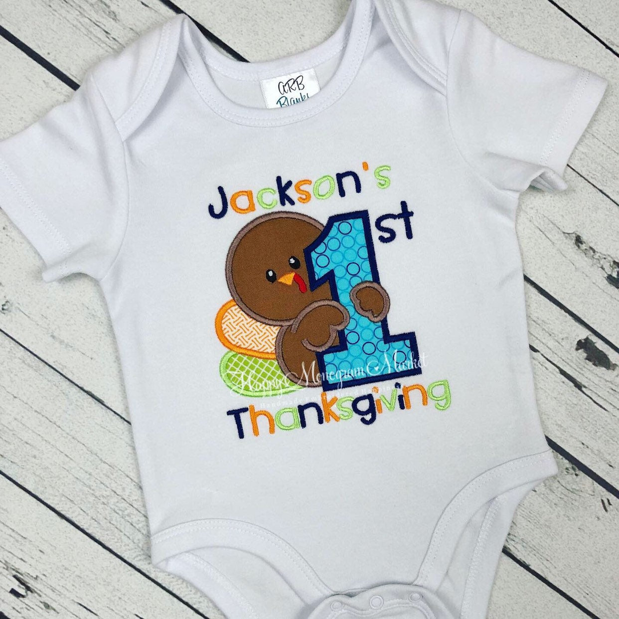 Baby's First Thanksgiving Turkey Cotton Shirt T Shirt Bodysuit personalized